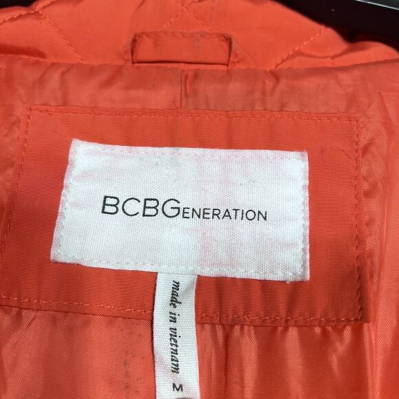 BCBGeneration Quilted Jacket Women’s Medium Orange Sportswear Full Zip Mock Neck - Picture 10 of 12